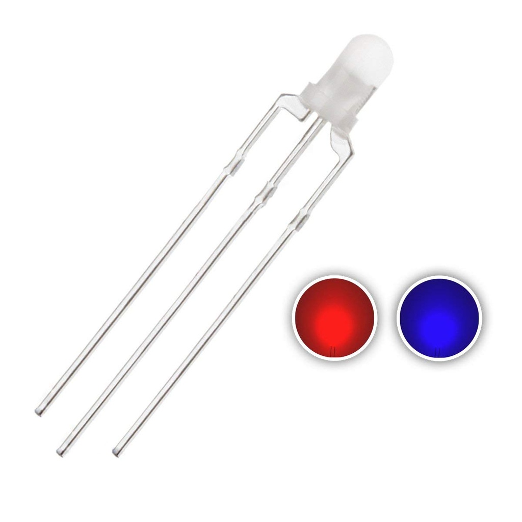 3mm Red & Blue/Green LED Diode Lights Bicolor Common Cathode Diffused